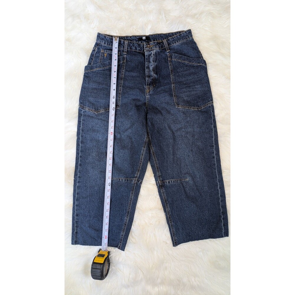 FRYE AND CO High Rise Barrel Utility Jeans Size 8 Medium Wash Wide Leg Crop Raw - Picture 3 of 10